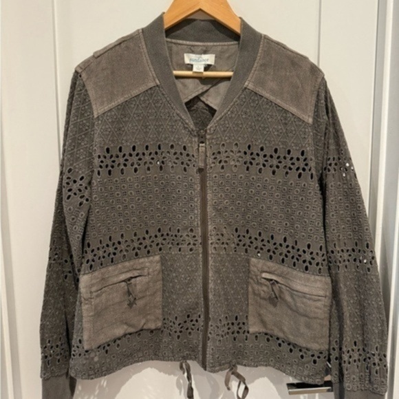 Sundance Jackets & Blazers - Sundance Embroidered Eyelet Cutout Boho Bomber Jacket size Large L 100% cotton